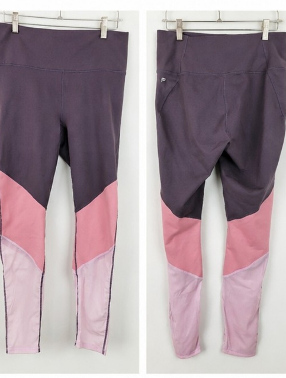 Fabletics PowerHold High Rise Colorblock Mesh Leggings XL Mauve Pink